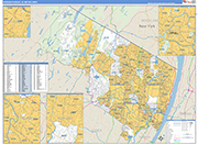 Bergen-Passaic Metro Area Wall Map Basic Style